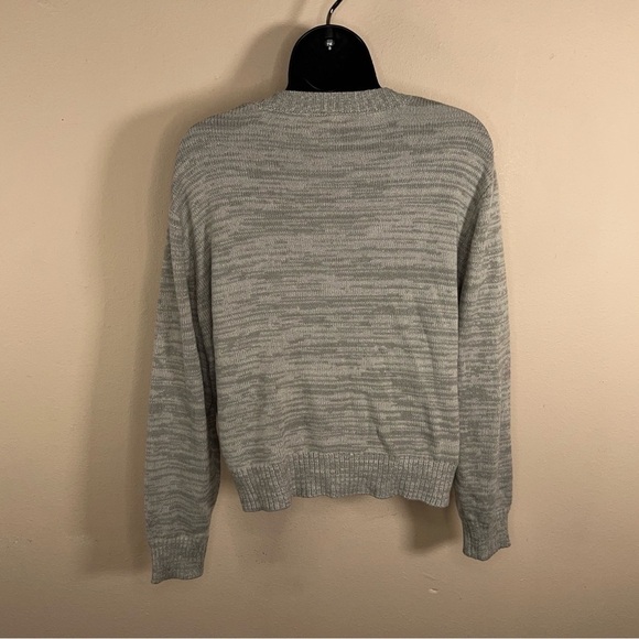 LARGE H&M DIVIDED GREY CABLE KNIT SWEATER WOMENS ACRYLIC ACADEMIA LONG SLEEVE - Picture 4 of 12